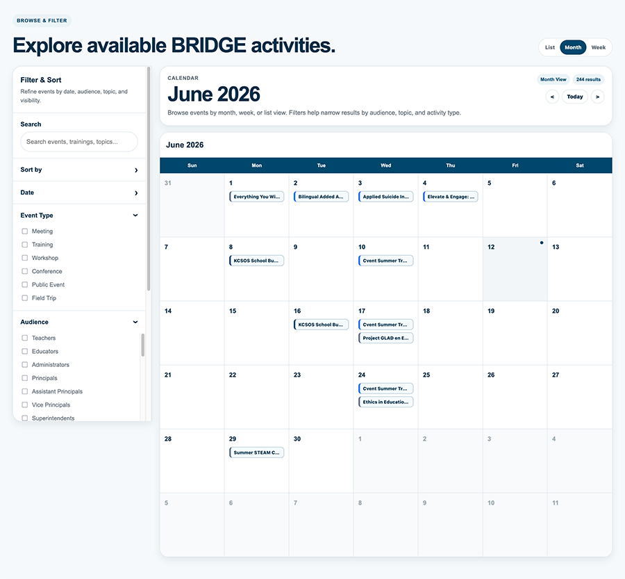 BRIDGE Public Calendar
